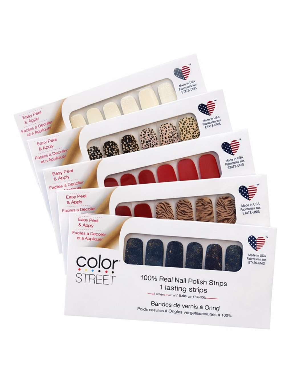 Color Street Red, Nude & Leopard/Zebra Print Nail Strips